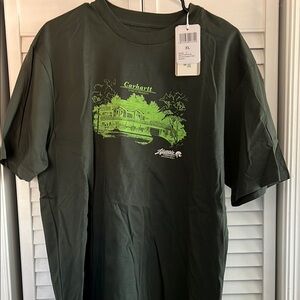 Carhartt WIP Green Short Sleeve Tee with Graphic Design